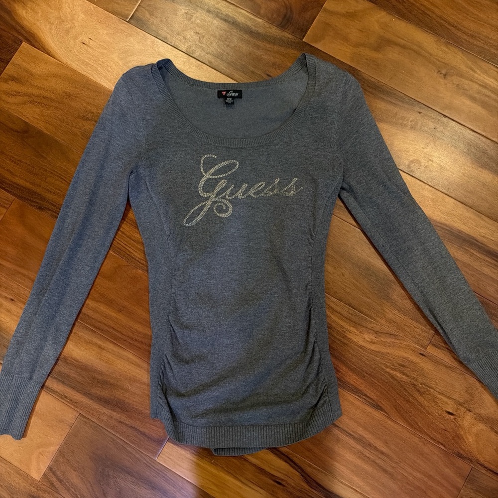 Guess Women's Medium Charcoal Long Sleeve Tee